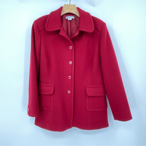 Pendleton Petite Red Wool Jacket Size 12 K10 - Picture 1 of 11